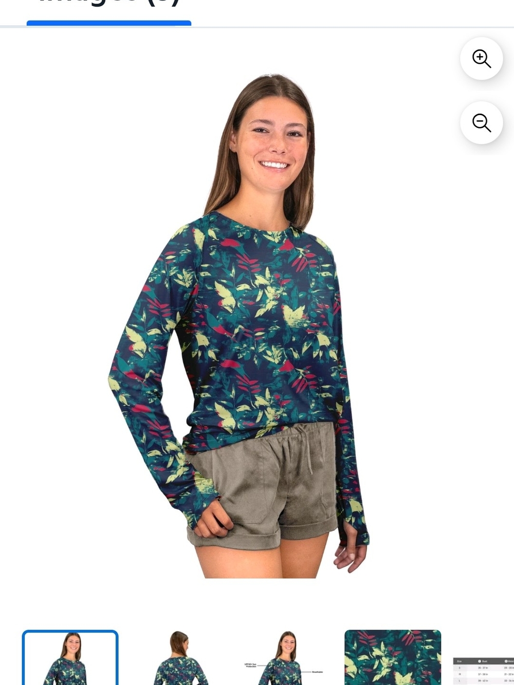 Reel LIFE UpF 50 Sun Protection Floral Long-Sleeve Pullover Top - Teal XL